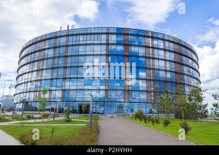 Innopolis, Russia - June 11, 2018: The facade of Technopark named A. S. Popov in Kazan district. Stock Photo