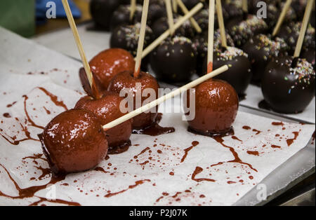 Caramel apples, detail of apple with sugar, sweet Stock Photo