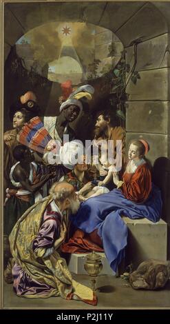 'The Adoration of the Magi', 1612-1614, Spanish Baroque, Oil on canvas, 315 cm x 174,5 cm, P00886. Author: Juan Bautista Maíno (1569-1649). Location: MUSEO DEL PRADO-PINTURA, MADRID, SPAIN. Stock Photo