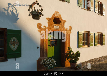 Entrance door to a farmhouse from 1734, Seehausen am Staffelssee, near Murnau, district Garmisch-Partenkirchen, Blue Land, Bavar Stock Photo