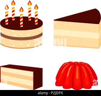 Colorful cartoon 4 dessert set Stock Vector