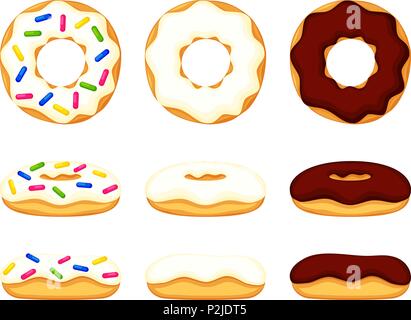 Colorful cartoon various donut set Stock Vector