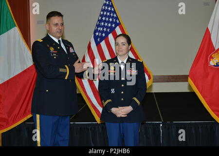 Lt. Col. Jennifer D. Reed speaks during her promotion ceremony at the ...