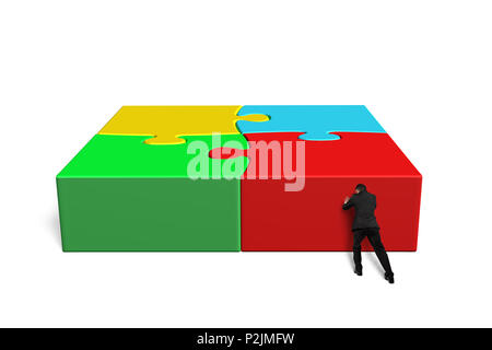 Pushing puzzle for assembling isolated in white background Stock Photo