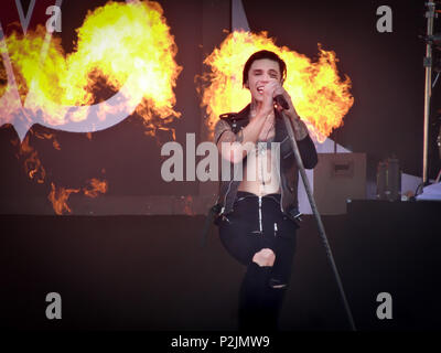 Black Veil Brides perform at the Download 2018 festival at Donnington Park, Leicestershire, UK Stock Photo