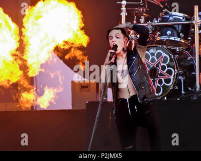 Black Veil Brides perform at the Download 2018 festival at Donnington Park, Leicestershire, UK Stock Photo