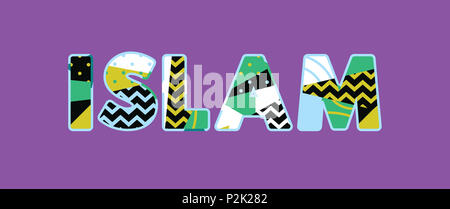 The word ISLAM concept written in colorful abstract typography. Stock Photo