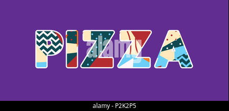 The word PIZZA concept written in colorful abstract typography. Stock Photo