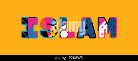 The word ISLAM concept written in colorful abstract typography. Stock Photo