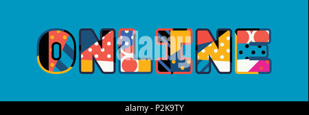 The word ONLINE concept written in colorful abstract typography. Stock Photo