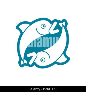Pisces sign of zodiac symbol isolated. Vector illustration. Stock Vector
