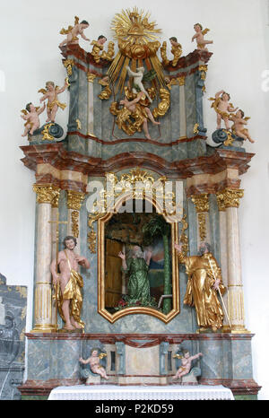 The altar of St. Paul the hermit in the church of Immaculate Conception in Lepoglava, Croatia Stock Photo