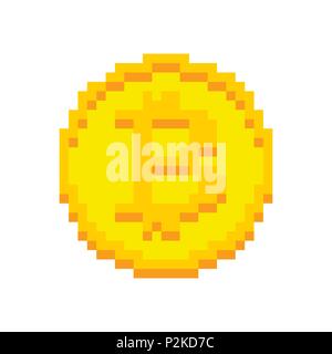 Bitcoin Pixel art isolated. crypto currency 8 bit. Cryptocurrency digital. Coin ector illustration Stock Vector