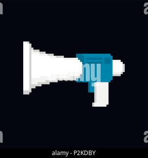 Megaphone  Pixel art. Speaker 8 bit. Vector illustration. Stock Vector