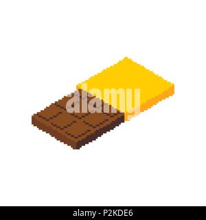 Chocolate bar Pixel art. Sweetness 8 bit. Food digital. Vector illustration Stock Vector