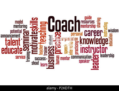 Coach, word cloud concept on white background. Stock Photo
