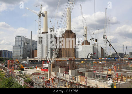 Redevelopment of Battersea Power Station in southwest London, UK. A major construction project including a new London Underground link Stock Photo