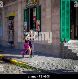Tango dancers at La Boca neighborhood - Buenos Aires, Argentina Stock Photo