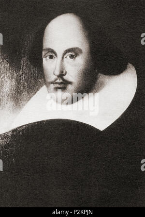 William Shakespeare, 1564 - 1616. English poet, playwright and actor. Known as the 'Ely Palace' portrait as it belonged to Thomas Turton, Bishop of Ely, up to 1864.  From Shakespeare The Player, published 1916 Stock Photo