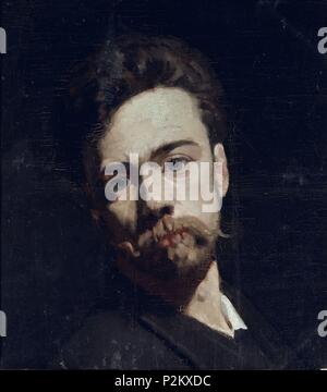 'Self-portrait', 1879-1880, Oil on canvas, 38 x 35,7 cm, Inv. 1939-0062. Author: Ferdinand Hodler (1853-1918). Location: MUSEO DE ARTE E HISTORIA, GENÈVE, SWITZERLAND. Stock Photo