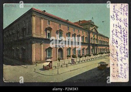 . Italiano: 'Napoli - Palazzo dei (sic!) Studi e Museo Nazionale'. Cartolina. Autore ignoto. 19th century. Unknown 52 MANN 14 Stock Photo