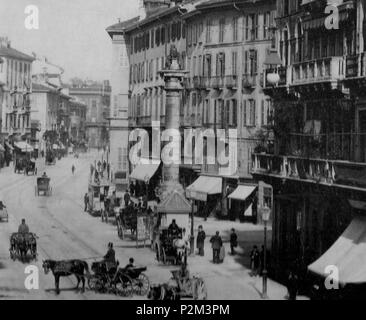 . Italiano: Milano, largo San Babila e corso Venezia . circa 1890. Anonymous 56 Milano, largo San Babila 02 Stock Photo