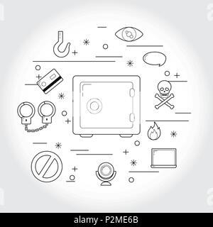 Cyber security symbols Stock Vector