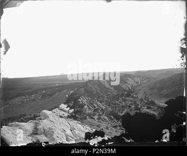 (Old No. 127) Looking north along the Cretaceous hogbacks of the north end of the Zuni Uplift, west of Fort Wingate... - Stock Photo