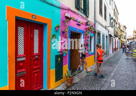 Portugal, Madeira Island, Funchal, the historic Santa Maria district, the painted doors of the project artE das pORtas Abertas Stock Photo