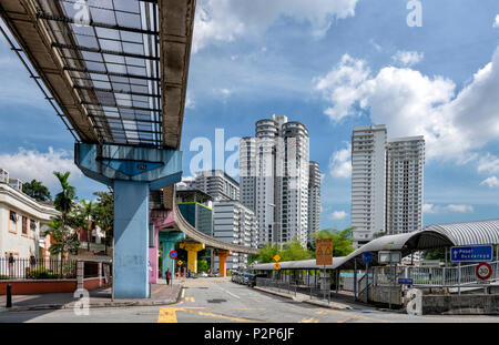 A monorail heading into Kuala Lumpur city centre. Kuala Lumpur, Malaysia Stock Photo