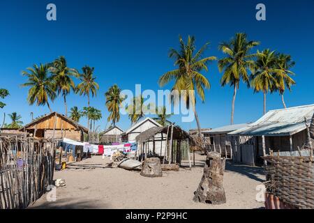 Madagascar, Menabe region, Belo sur Mer, the Mozambique Channel, the houses of the village Stock Photo