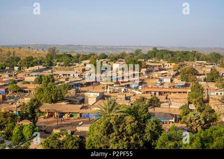 Burkina Faso, Sud-Ouest region, Gaoua, capital of Poni province, panoramic view over the city Stock Photo
