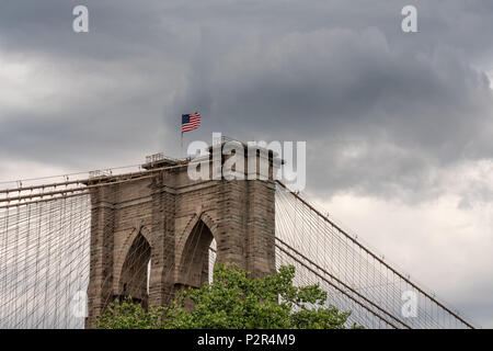 Detail of suspension cables on Brooklyn Bridge New York Stock Photo