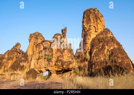 Burkina Faso, Cascades region, Sindou, country of the Senoufo ethnic group, the Sindou peaks are sandstone pitons carved by nature and a sacred place for Senoufos Stock Photo