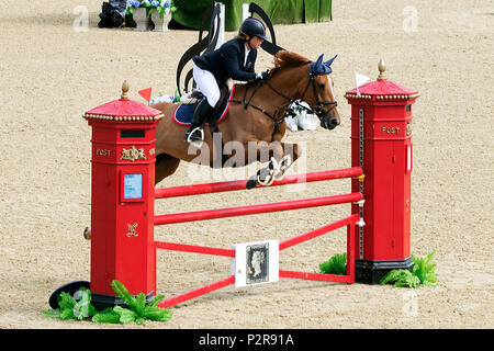 Bolesworth, Cheshire, UK. 16th Jun, 2018. The Equerry Bolesworth International Horse Show. 16/06/2018.  Roman Abramovich's daughter Sofia performing with her 9 year old chestnut mare Billy Fraulein at The Equerry Bolesworth International Horse Show at Bolesworth Castle in the Cheshire countryside.  Credit: Cernan Elias/Alamy Live News Stock Photo