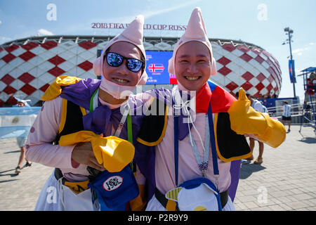 Moscow, Russia. 16th Jun, 2018. Fans before the 2018 FIFA World Cup Group D match between Argentina and Iceland at Spartak Stadium on June 16th 2018 in Moscow, Russia. (Photo by Daniel Chesterton/phcimages.com) Credit: PHC Images/Alamy Live News Stock Photo