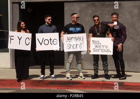 West Hollywod, Ca. 15th June, 2018. Deena Nicole Cortese, Vinny Guadagnino, Mike 'The Situation' Sorrentino, Ronnie Ortiz-Magro, Pauly D at MTV's Jersey Shore FYC Photo Op in West Hollywood, California on June 15 2018. Credit: David Edwards/Media Punch/Alamy Live News Stock Photo