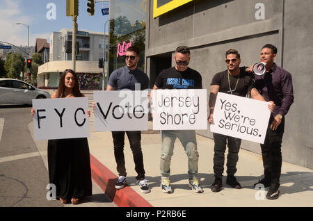 West Hollywod, Ca. 15th June, 2018. Deena Nicole Cortese, Vinny Guadagnino, Mike 'The Situation' Sorrentino, Ronnie Ortiz-Magro, Pauly D at MTV's Jersey Shore FYC Photo Op in West Hollywood, California on June 15 2018. Credit: David Edwards/Media Punch/Alamy Live News Stock Photo