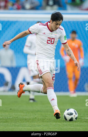 Sardar AZMOUN (IRN) with Ball, Individual with ball, Action, Full figure, upright, Morocco (MAR) - Iran (IRN) 0: 1, Preliminary Round, Group B, Game 4, on 06/15/2018 in St.Petersburg; Football World Cup 2018 in Russia from 14.06. - 15.07.2018. | usage worldwide Stock Photo