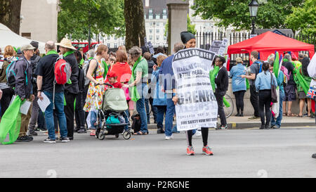 Whitehall, London, UK; 16th June 2018; Justice for Grenfell March and Rally, One Year On Credit: Ian Stewart/Alamy Live News Stock Photo