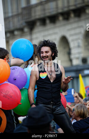 Turin, Italy. 16th June, 2018. People demonstrate for the LGBT rights. Credit: MLBARIONA/Alamy Live News Stock Photo