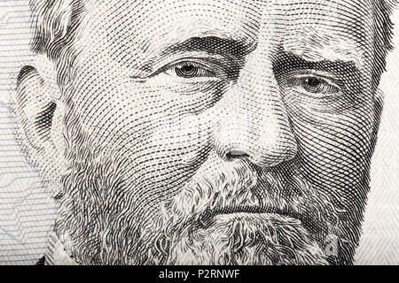 Portrait of the President Ulysses S. Grant close up from 50 doll Stock Photo