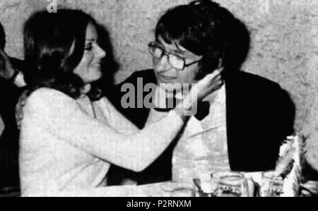 . Italian singer Nicola Di Bari celebrates win of Canzonissima in a restaurant with singer Nada . 16 January 1972. Unknown 65 Nicola Di Bari with Nada Stock Photo