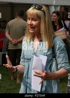 Sian Lloyd. At the Welsh food festival in Mid-Wales chats with members of the public. She is Britain’s longest serving female weather presenter. Stock Photo