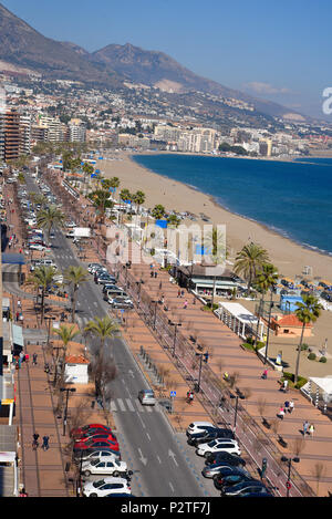 The view from our balcony on the beach in Fuengirola Spain with the 7 mile long beach Stock Photo