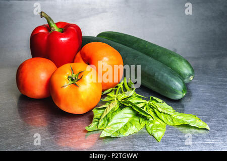 vegetables on a stainless steel background Stock Photo