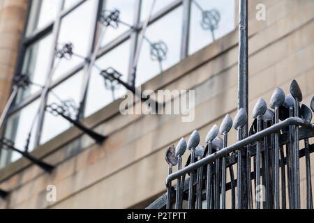 Glasgow School of Art building, also known as The Mack Building, showing decorative ironwork designed by architect Charles Rennie Mackintosh. Stock Photo