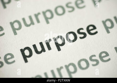 word purpose printed on white paper macro Stock Photo