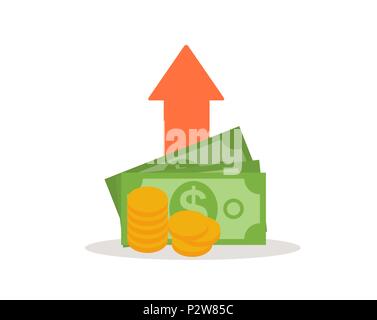 Income increase, financial strategy, Gold Coins  Icon Sign Business Finance Money Concept Vector Illustration Stock Vector