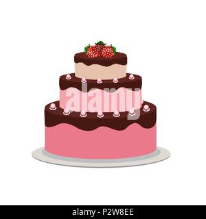 Birthday Cake Flat Icon for Your Design, Vector Illustration Stock Vector